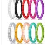 10pc/set Silicone Women's Ring With Rhinestone
