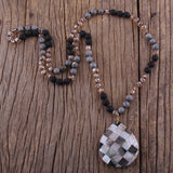 Checkered Long Pendant Necklace